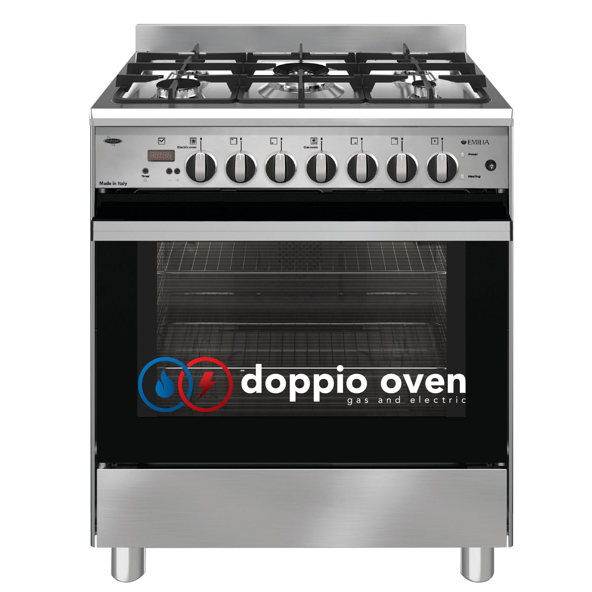 Emilia 70cm stainless steel cooker with Doppio Oven
