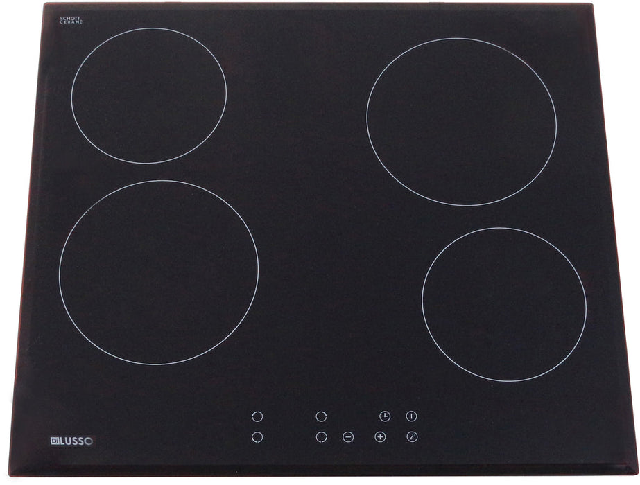 DiLusso 600mm Electric Ceramic Cooktop   - 4 Zones - Bevelled Edged Schott Glass with Touch Controls