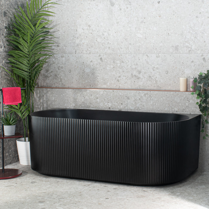 Brighton Groove 1500mm Fluted Oval Freestanding Back to Wall Bath