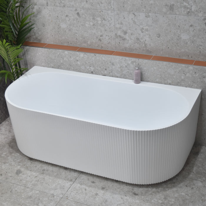 Brighton Groove 1700mm Fluted Oval Freestanding Back to Wall Bath