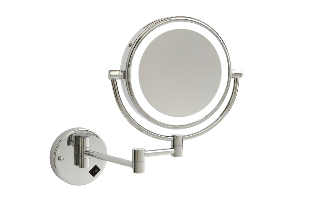 Ablaze 1 & 5x Magnification Chrome Wall Mounted Shaving Mirror, 200mm Diameter with Concealed Wiring