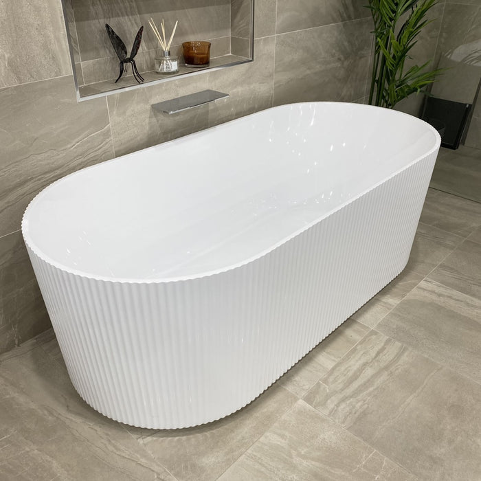 Brighton Groove 1700mm Fluted Oval Freestanding Bath