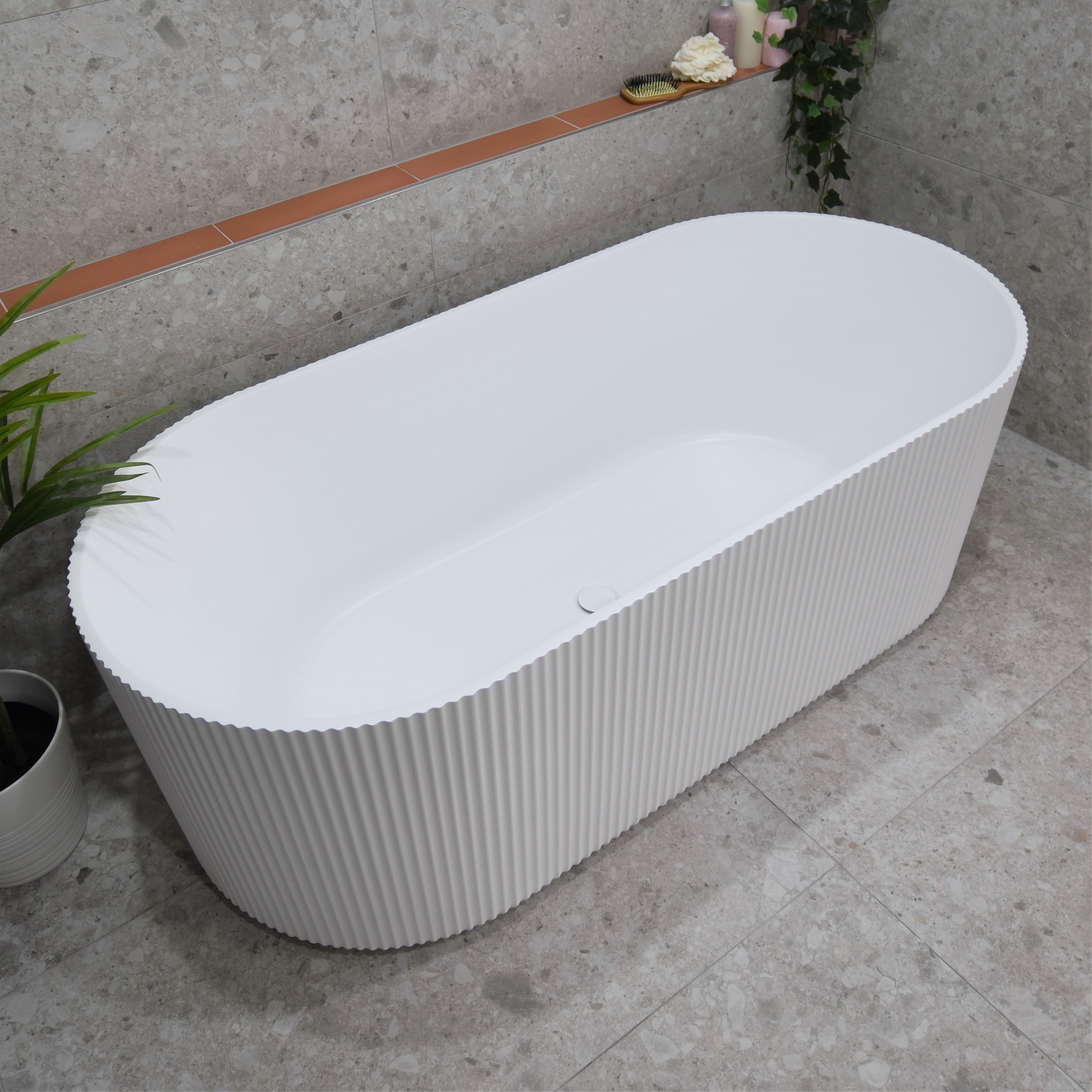 Brighton Groove 1500mm Fluted Oval Freestanding Bath