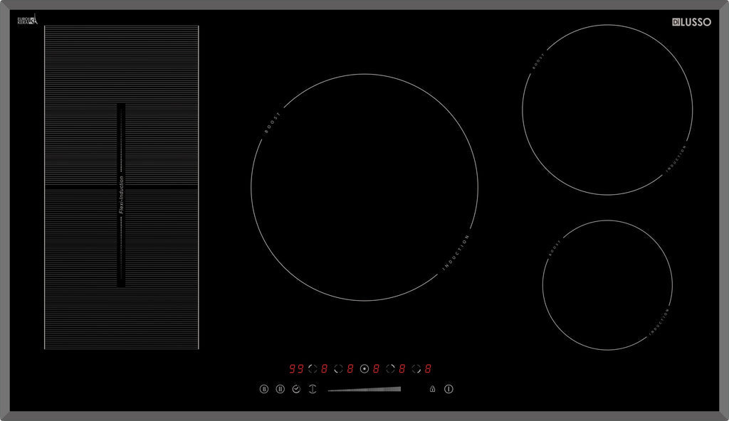 DiLusso 900mm Electric Induction Cooktop   -  5 Zones with Flexizone - Bevelled Edged EuroKera Glass with Touch Slider Controls