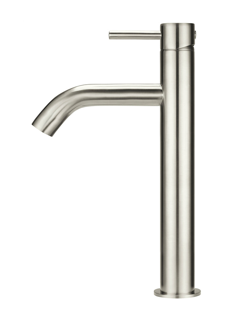 Piccola Tall Basin Mixer Tap with 130mm Spout - PVD Brushed Nickel