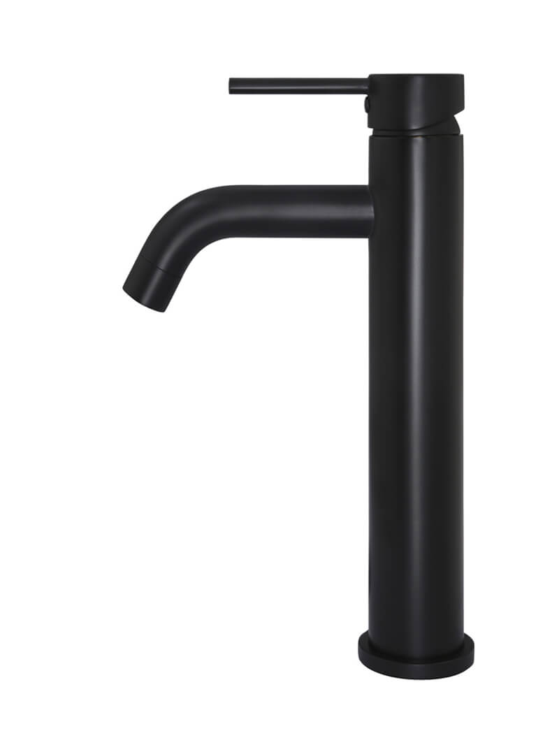 Round Tall Basin Mixer Curved - Matte Black