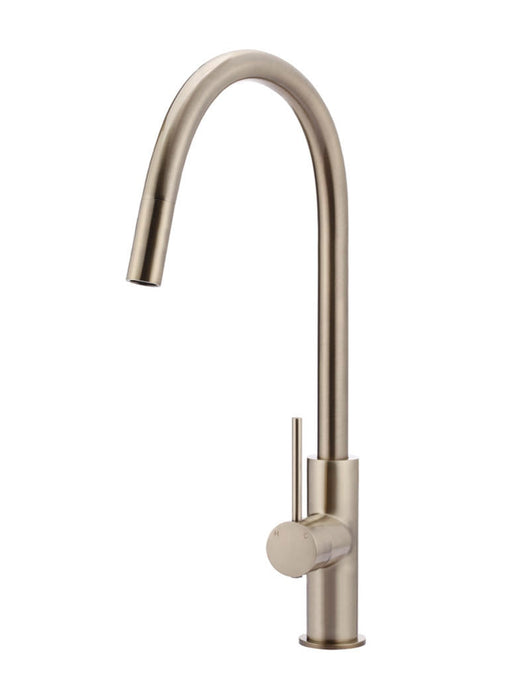 Round Piccola Pull Out Kitchen Mixer Tap - Champagne