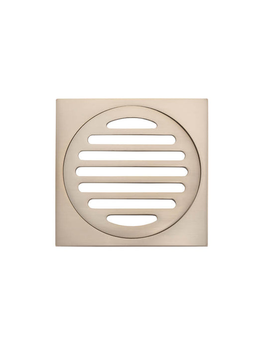Square Floor Grate Shower Drain 100mm outlet - Champagne