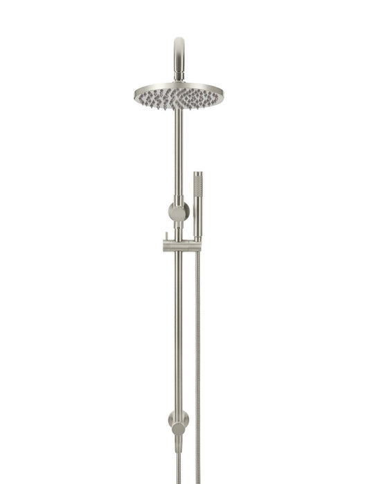 Round Combination Shower Rail, 200mm Rose, Single Function Hand Shower - Brushed Nickel