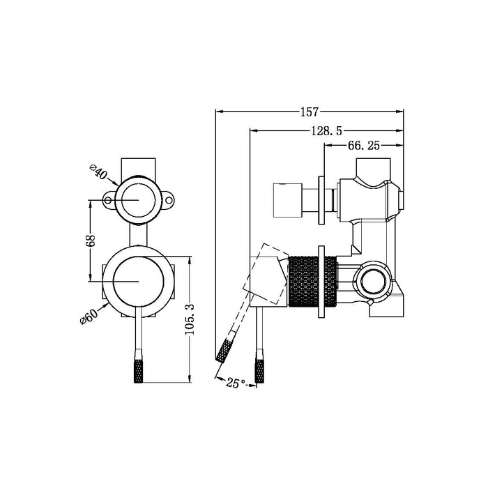 OPAL SHOWER MIXER WITH DIVERTOR SEPARATE PLATE GRAPHITE
