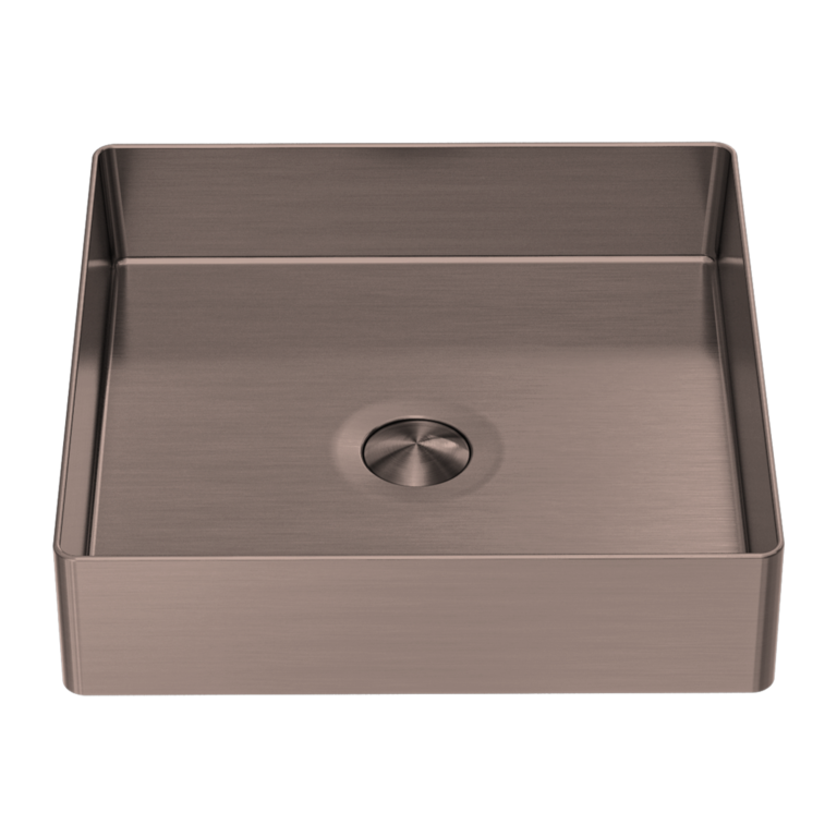 400MM SQUARE STAINLESS STEEL BASIN BRUSHED BRONZE