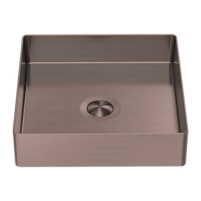 400MM SQUARE STAINLESS STEEL BASIN BRUSHED BRONZE