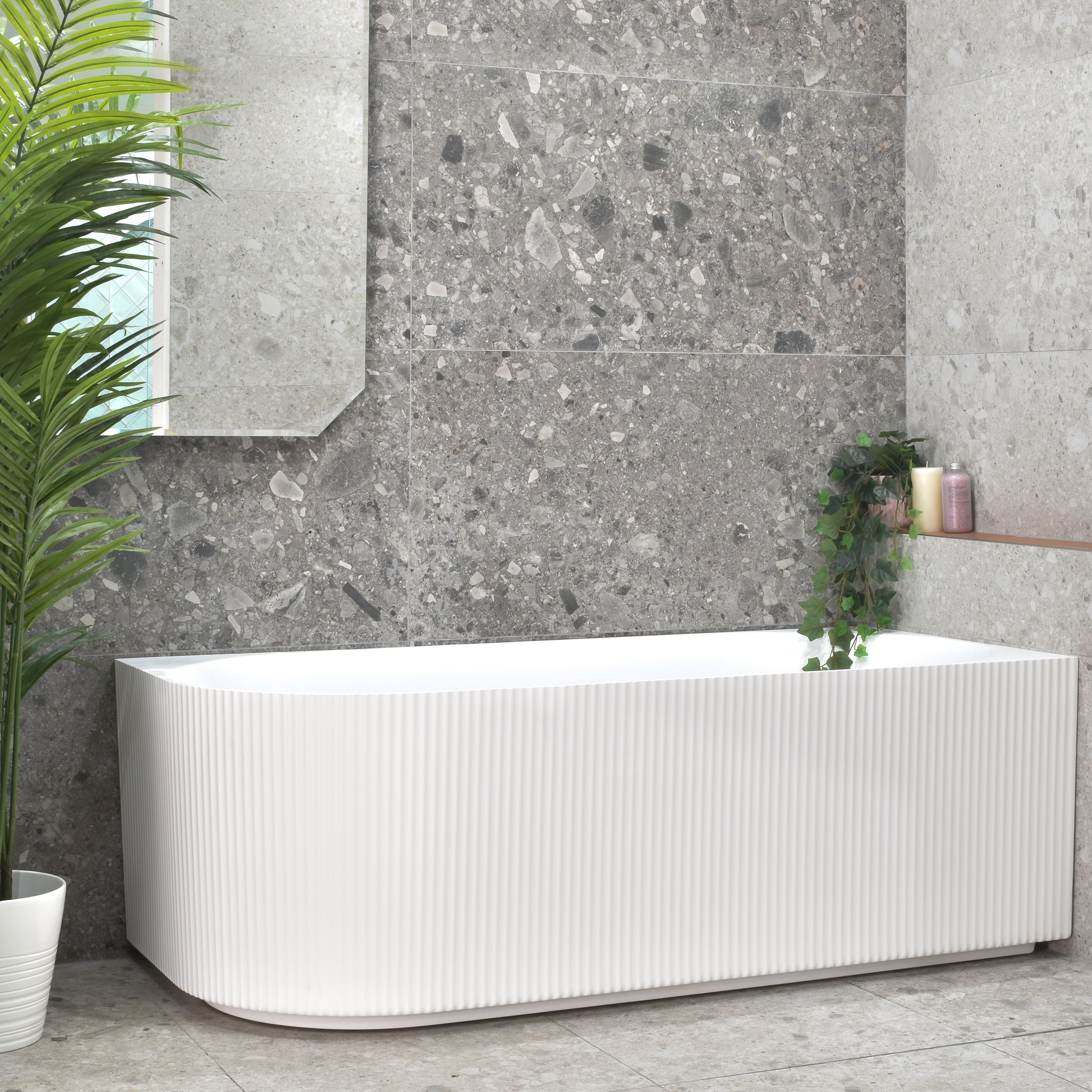 Brighton Groove 1500mm Fluted Oval Freestanding Right Corner Bath