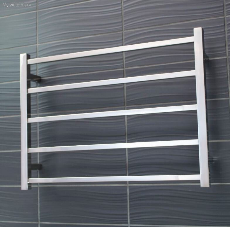 Radiant Square 750mm Heated 5 Bar Towel Ladder RH Wired