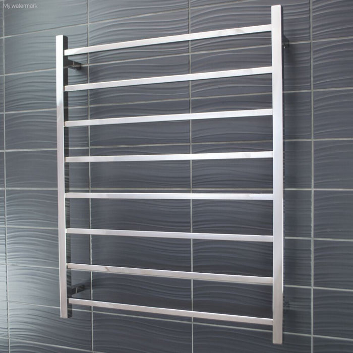 Radiant Square 800mm Heated 8 Bar Towel Ladder LH Wired
