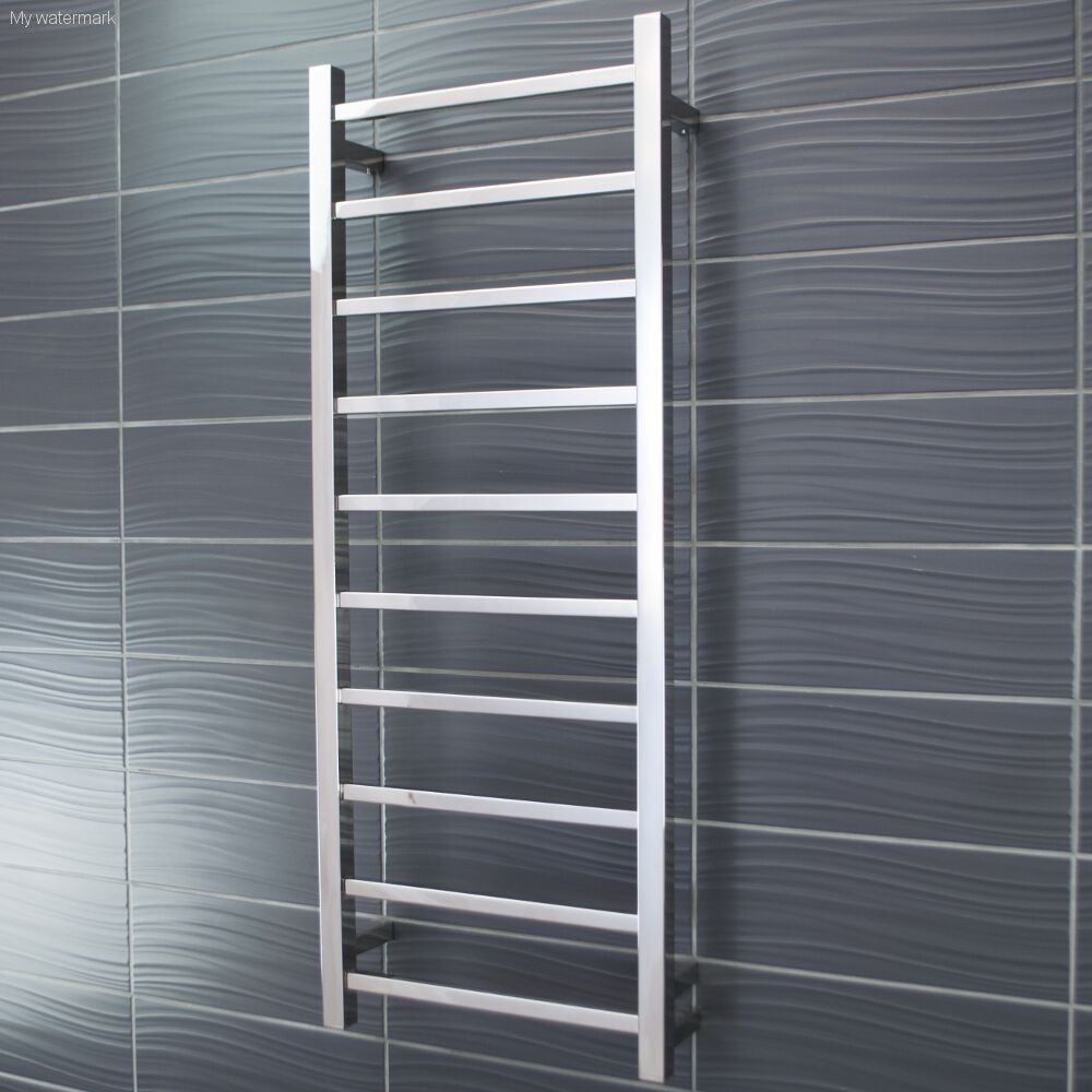 Radiant Sqaure 430mm Heated 10 Bar Towel Ladder RH Wired