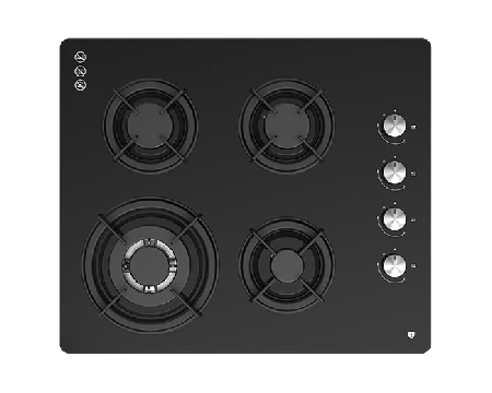 Tisira 60Cm Black Glass Gas Cooktop - Electronic Ignition