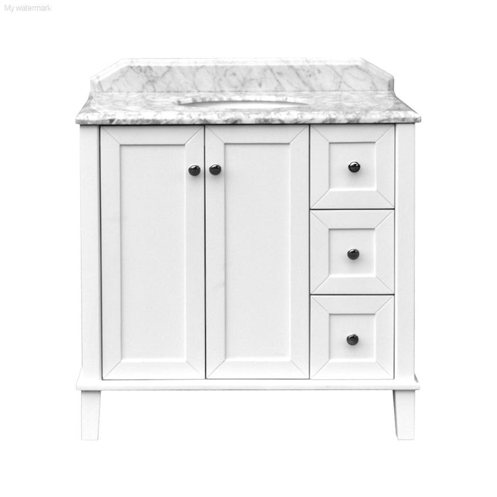 Coventry 90 x 55 Satin White Vanity with Real Marble Top & Ceramic Undercounter Basin
