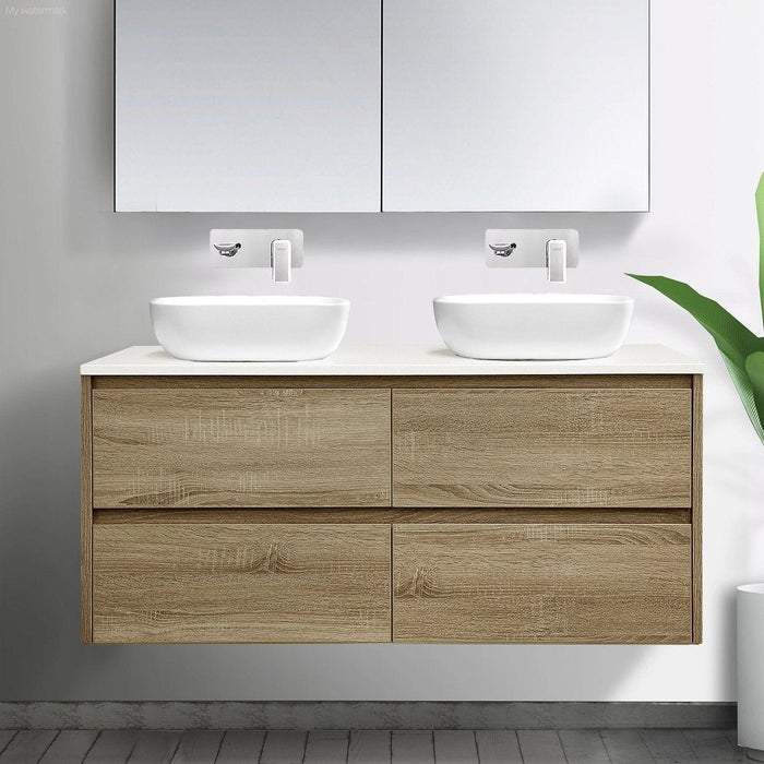 120cm Oak Timber Wall Hung Double Vanity