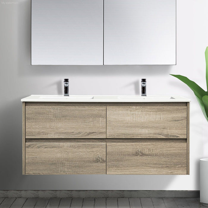 120cm Oak Timber Wall Hung Double Vanity