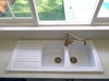Lusitano 120 x 50 Inset Fine Fireclay Kitchen Sink - Double Bowl and Single Drainer