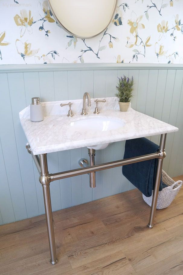 Mayer Washstand With 90 x 55 Real Carrara Marble Top